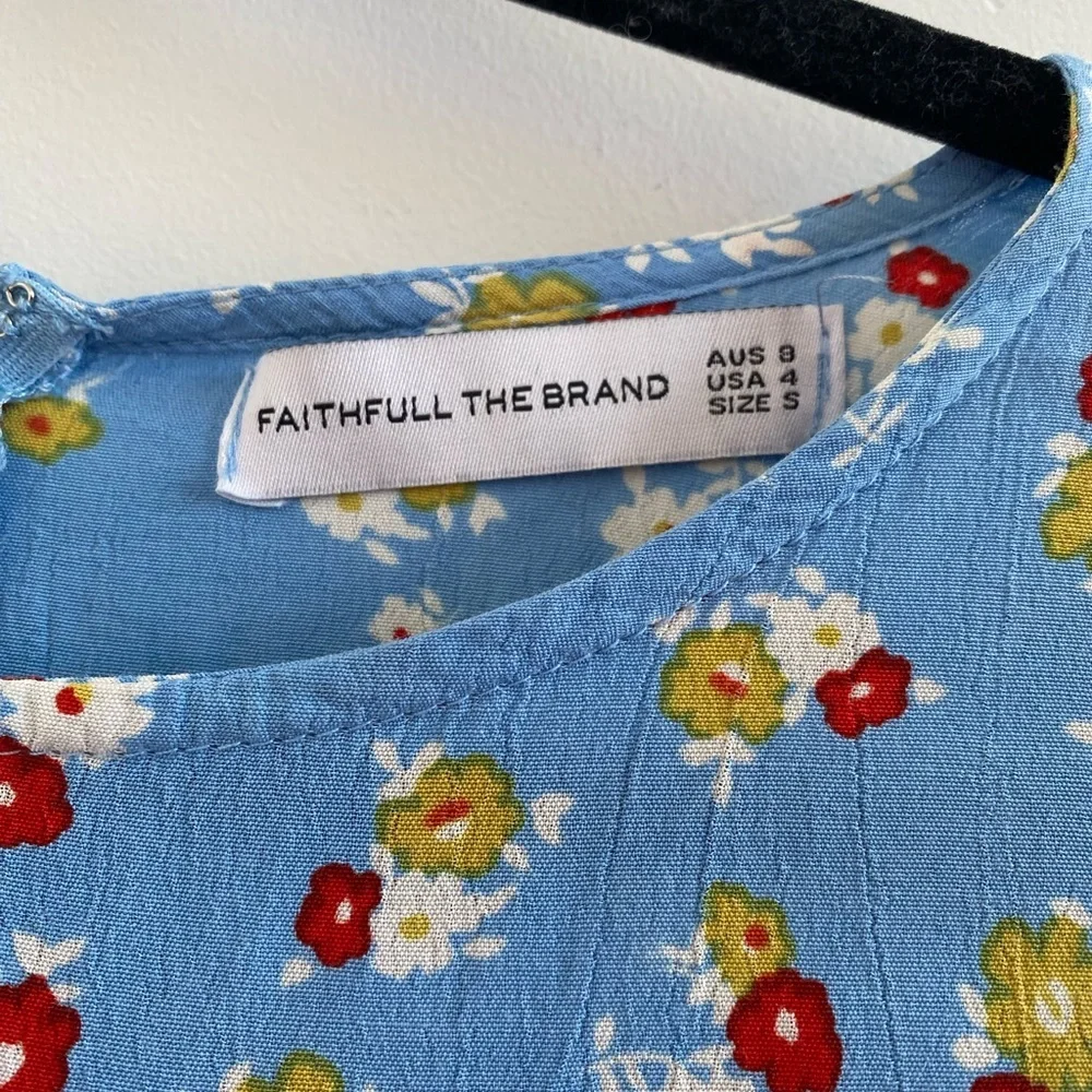 Faithfull The Brand Blue Erin Ditsy Floral Print Midi Dress Size 4 (Small) - Picture 5 of 12